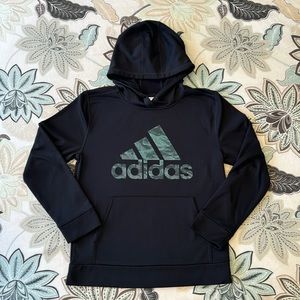 Adidas Boys Black / Camo Hoodie 100% Polyester Size Large 14-16 Fleece L…